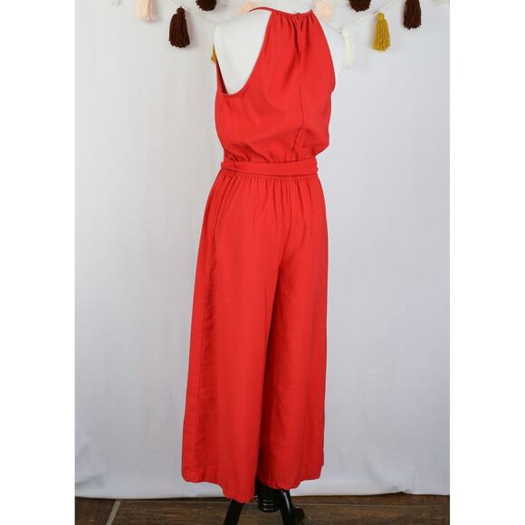 Prologue Red Sleeveless V-Neck Belted Wide Leg Jumpsuit Size XS women's - Picture 3 of 7